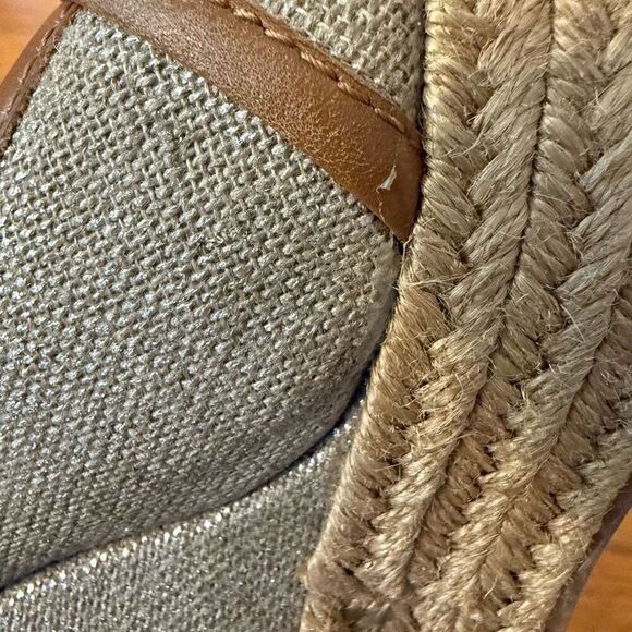 Tory Burch Majorca Linen Open Toe Wedge Heel Size 37 - Picture 9 of 11